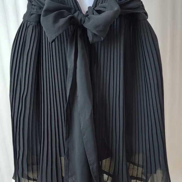 XXi Forever 21 dress cocktail black chiffon back zip & tie sleeveless sz sml - Picture 10 of 15